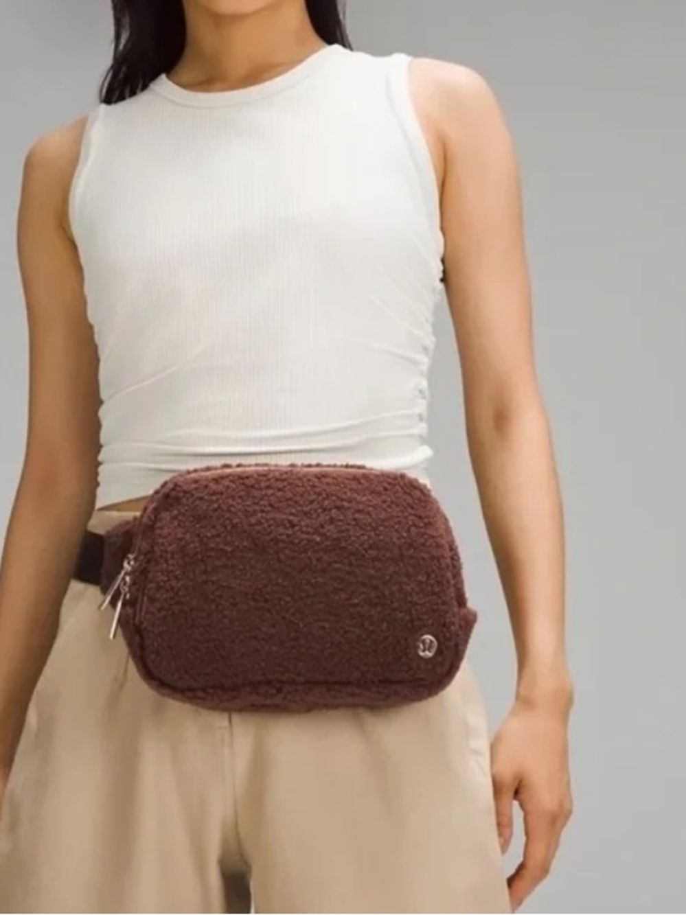 Lululemon Everywhere Belt Bag Large Brown Fleece with Gold-Tone Hardware
